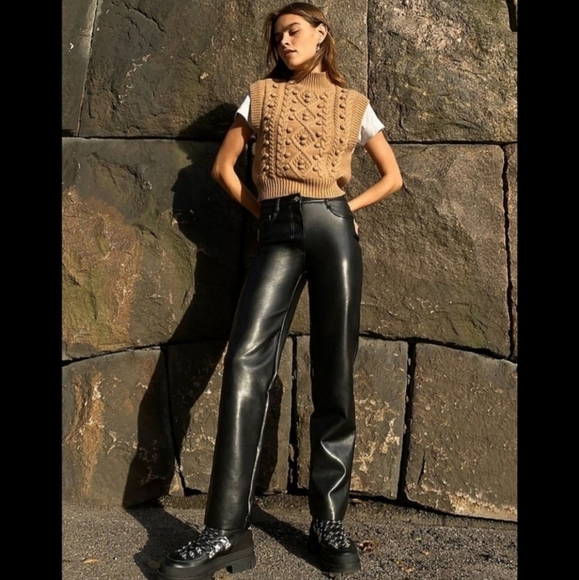 Wilfred The Melina babaton black faux vegan leather trousers pants - Picture 1 of 15